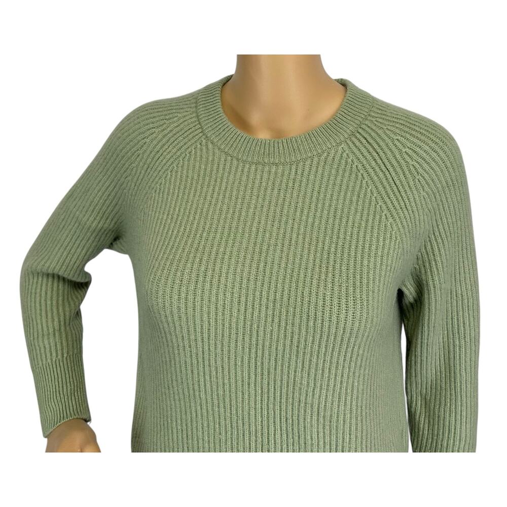 J. Crew Ribbed Pure Cashmere Oversized Crewneck Sweater Green BB402 Size XS - Picture 6 of 12